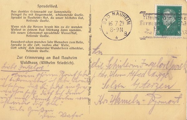 AK - Bad Nauheim / Waldhaus - von 1929 / 1033
