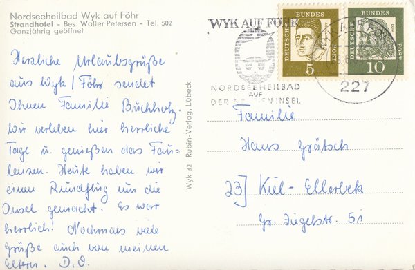 AK - Wyk auf Föhr / - Strandhotel - von 1964 / - 1113