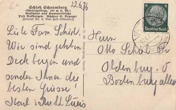 AK - Deckbergen / Schloß Schaumburg - von 1936 / - 1525 -