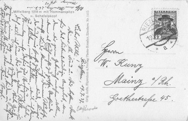 AK - Mittelberg / Riezlern - von 1937 / - 1825 -