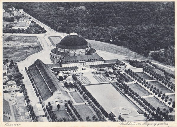 AK - Hannover / Stadthalle - Luftbild - von 1930 / - 1962 -