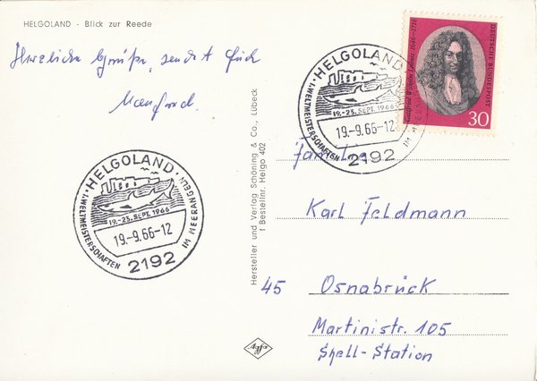 AK - Helgoland / Blick zur Reede - von 1966 / - 2084 -