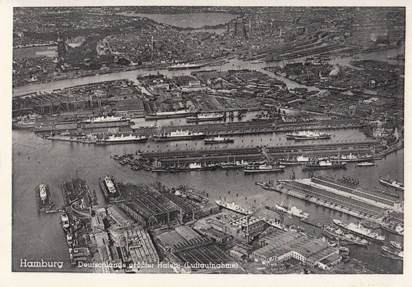AK - Hamburg - Hafen / Luftbild ca. 50er Jahre / - 2620 -