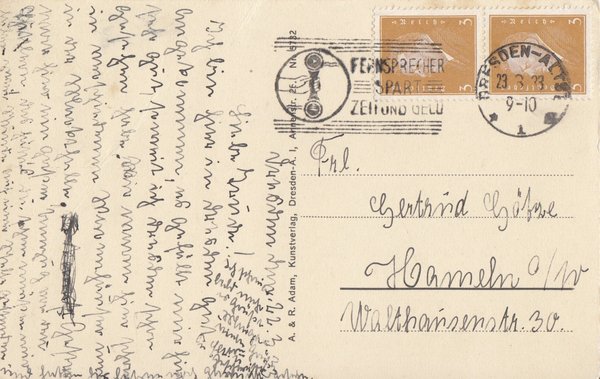AK - Dresden / Postplatz - von 1933  / - 2664 -