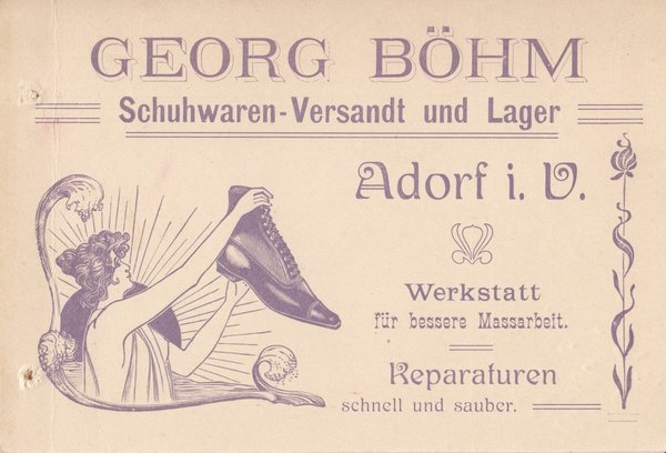 Werbe - AK - von Georg Böhm / Schuhwaren - von 1907 / - 2707 -