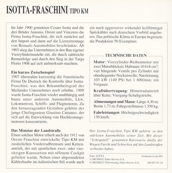 Sammelkarte - Isotta-Fraschini / - 2848 -