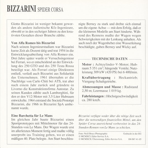 Sammelkarte - Bizzarini - Spider / - 2850 -
