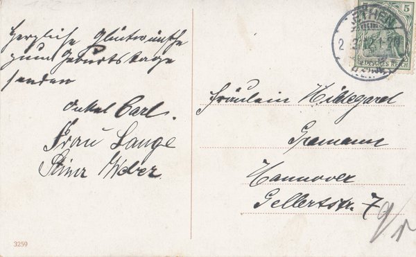Postkarte - Herzlichen Glückwunsch z. Geburtstag - von 1912  / - 2896 -
