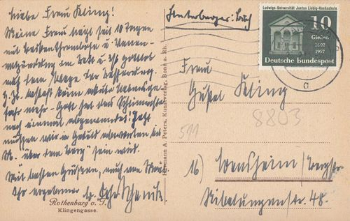 AK - Rothenburg o.d. Tauber / Klingengasse - von 1958  / - 3253 -